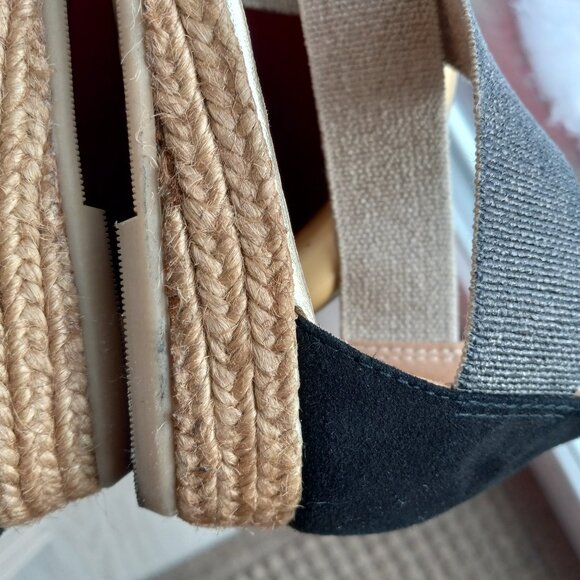 Gaimo Nover Black Suede Metallic Elastic X Band Low Wedge Espadrilles 38 / 7-7.5 - Picture 5 of 16